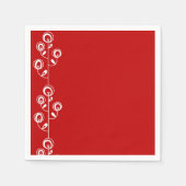 紙ナプキンス、レッドホワイトフローラ スタンダードカクテルナプキン (正面)