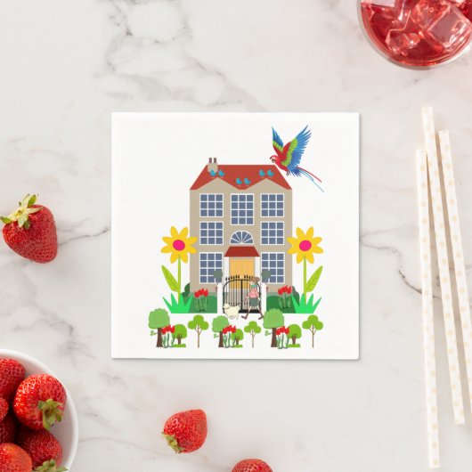 紙ナプキンス、レディドッグフローラナプキンス スタンダードカクテルナプキン (インサイチュ)