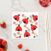 紙ナプキンス、レディバグピンクの花フローラ スタンダードカクテルナプキン (インサイチュ)