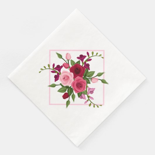 紙ナプキンス – ヴィンテージバラ紙ディナーナプキンス (コーナー)
