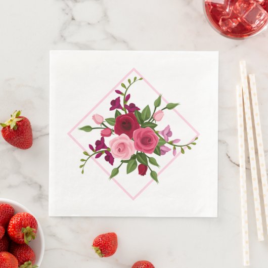 紙ナプキンス – ヴィンテージバラ紙ディナーナプキンス (インサイチュ)