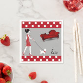 紙ナプキンス、ヴィンテージパリフランスレッド水玉模様 スタンダードカクテルナプキン (インサイチュ)