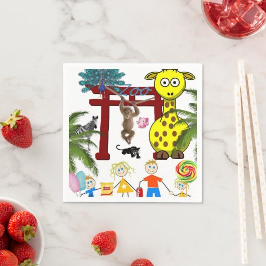 紙ナプキンス、動物園キリン猿パンサー スタンダードカクテルナプキン (インサイチュ)