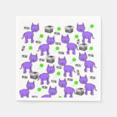 紙ナプキンス、子猫の紫色の猫 スタンダードカクテルナプキン (正面)