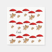 紙ナプキンス、子猫の赤い傘 スタンダードカクテルナプキン (正面)