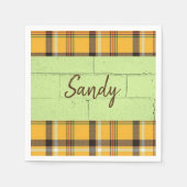 紙ナプキンス、格子黄色 スタンダードカクテルナプキン (正面)