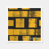 紙ナプキンス、燃えたイエローブラック スタンダードカクテルナプキン (正面)