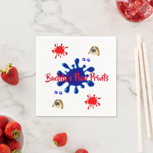 紙ナプキンス、犬の足の絵を描色 スタンダードカクテルナプキン (インサイチュ)