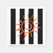 紙ナプキンス、白黒ストライプ星 スタンダードカクテルナプキン (正面)