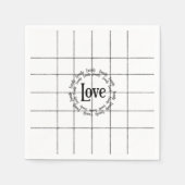 紙ナプキンス、白黒ラインラブファミリー スタンダードカクテルナプキン (正面)