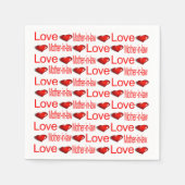 紙ナプキンス、赤いハートズラブマザー・イン・ロー スタンダードカクテルナプキン (正面)