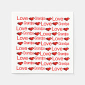 紙ナプキンス、赤いハートラブグランパ スタンダードカクテルナプキン (正面)