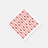 紙ナプキンス、赤いハートラブファーザー スタンダードカクテルナプキン (角)