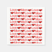 紙ナプキンス、赤いハートラブママ スタンダードカクテルナプキン (正面)