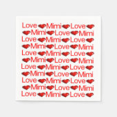 紙ナプキンス、赤いハートラブミミ スタンダードカクテルナプキン (正面)