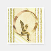 紙ナプキンス、金ゴールドエンジェルストライプ スタンダードカクテルナプキン (正面)