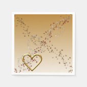 紙ナプキンス、金ゴールドハートナプキンス スタンダードカクテルナプキン (正面)