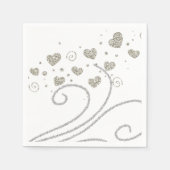 紙ナプキンス、金ゴールド&シルバーハート スタンダードカクテルナプキン (正面)