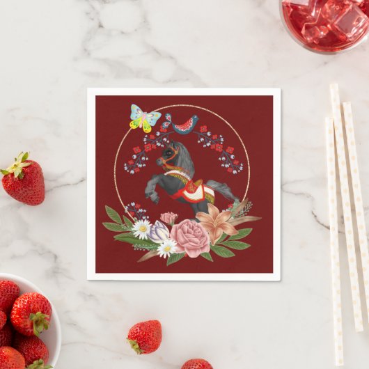 紙ナプキンス、馬フローラ花蝶 スタンダードカクテルナプキン (インサイチュ)