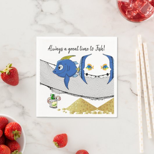 紙ナプキンス、魚釣りフィッシュワーム砂ナプキンス スタンダードカクテルナプキン (インサイチュ)