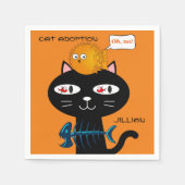 紙ナプキンス、黒猫の魚の骨の猫の養子縁組 スタンダードカクテルナプキン (正面)