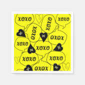 紙ナプキンス， XOXOイエローブラックナプキンス スタンダードカクテルナプキン (正面)