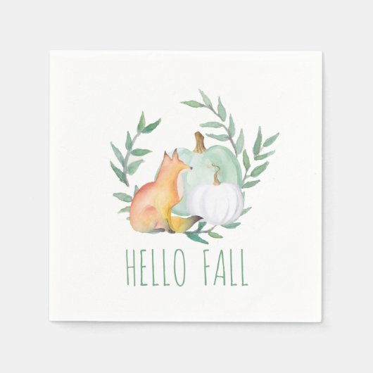 紙ナプキンスfor感謝祭キツネ&カボチャ スタンダードカクテルナプキン (正面)
