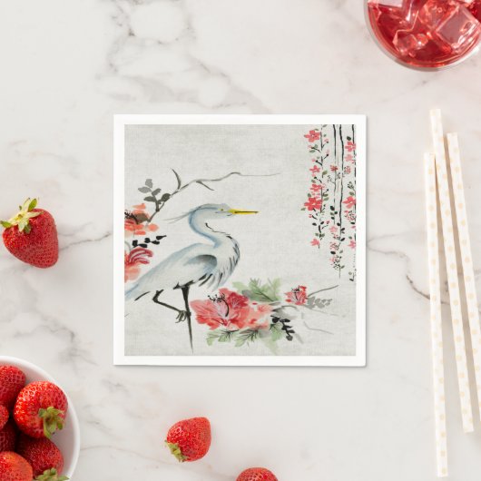 紙ナプキンズアジアンクレーンフラワー スタンダードカクテルナプキン (インサイチュ)