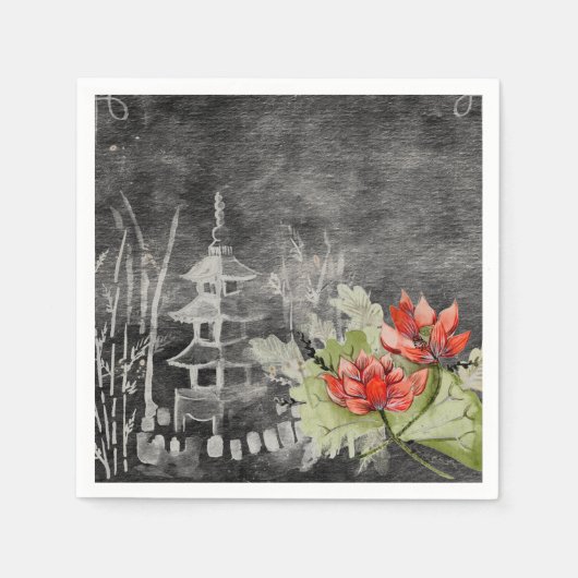 紙ナプキンズアジアンフラワー スタンダードカクテルナプキン (正面)