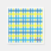 紙ナプキンズイエローブループレイド スタンダードカクテルナプキン (正面)