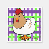 紙ナプキンズグリーンパープルプリドチキン スタンダードカクテルナプキン (正面)