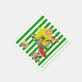 紙ナプキンズグリーン&ホワイトストライプスタイル スタンダードカクテルナプキン (角)