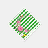 紙ナプキンズグリーン&ホワイトストライプビーハッピーホテル スタンダードカクテルナプキン (角)