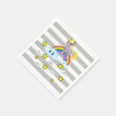 紙ナプキンズグレイ&ホワイトストライプユニコーン スタンダードカクテルナプキン (角)