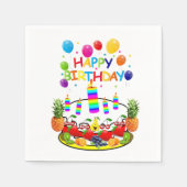 紙ナプキンズケーキフルーツハッピーバースデー スタンダードカクテルナプキン (正面)