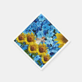 紙ナプキンズサンフラワーエンジェルブルーブラックフローラ スタンダードカクテルナプキン (角)