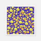 紙ナプキンズサンムーンイエローオレンジスターズ青 スタンダードカクテルナプキン (正面)