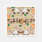 紙ナプキンズシープグリーンオレンジハート スタンダードカクテルナプキン (正面)