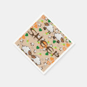 紙ナプキンズシープグリーンオレンジハート スタンダードカクテルナプキン (角)