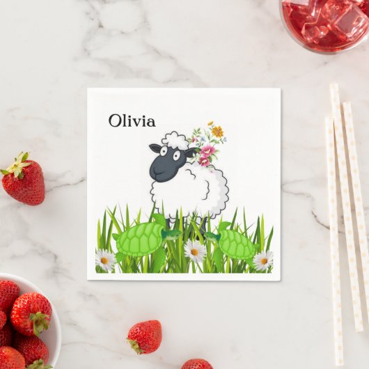 紙ナプキンズシープグリーンタートルズフローラ スタンダードカクテルナプキン (インサイチュ)