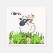 紙ナプキンズシープグリーンタートルズフローラ スタンダードカクテルナプキン (正面)