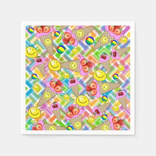 紙ナプキンズストロベリーアイスクリームサン スタンダードカクテルナプキン (正面)