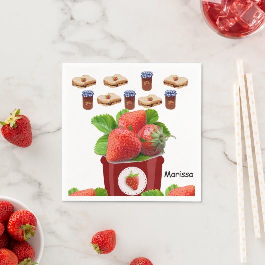 紙ナプキンズストロベリージャムピーナッツバター スタンダードカクテルナプキン (インサイチュ)