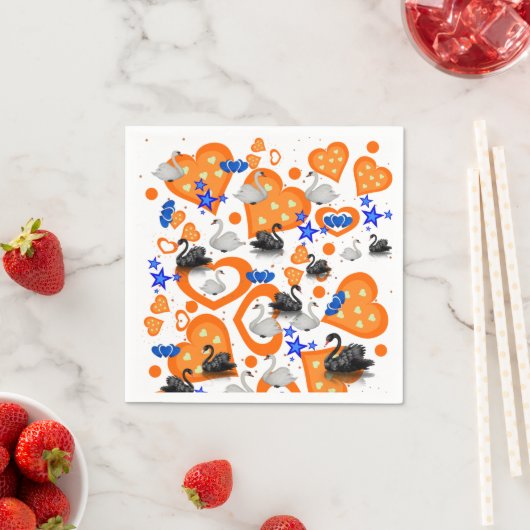 紙ナプキンズスワンオレンジハート スタンダードカクテルナプキン (インサイチュ)