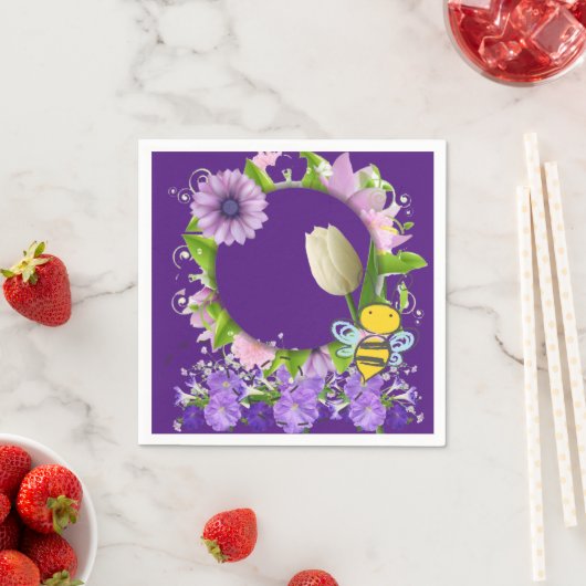 紙ナプキンズチューリップフローラ花(昆虫)マルハナバチ スタンダードカクテルナプキン (インサイチュ)