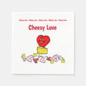 紙ナプキンズチーズラブ赤いハート スタンダードカクテルナプキン (正面)