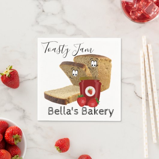 紙ナプキンズトーストブレッドストロベリージャムベーカリー スタンダードカクテルナプキン (インサイチュ)
