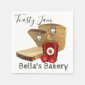 紙ナプキンズトーストブレッドストロベリージャムベーカリー スタンダードカクテルナプキン (正面)