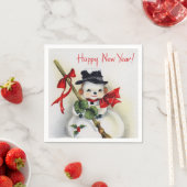 紙ナプキンズハッピーニューイヤーズ雪だるま スタンダードカクテルナプキン (インサイチュ)