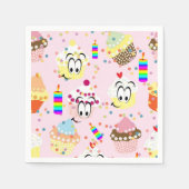 紙ナプキンズハッピー顔カップケーキハッピーバースデー スタンダードカクテルナプキン (正面)